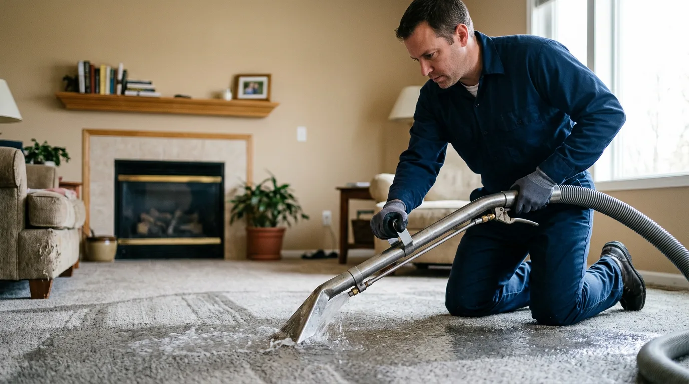 Water damage restoration technician working near Carol Stream, IL